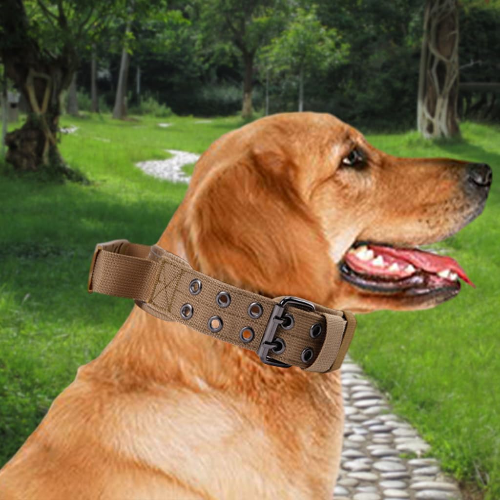 Qpets Dog Collar Nylon Tactical Dog Collar with D Ring & Handle Adjustable Dog Collar with Reflective Safety Strip Dog Training Collar for Medium Large Dogs(XL, 20''-25.5'') Qpets Dog Collar Nylon Tactical Dog Collar with D Ring & Handle Adjustable Dog Collar with Reflective Safety Strip Dog Training Collar for Medium Large Dogs(XL, 20''-25.5'')